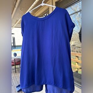 Reiss Royal Blue Short Sleeve Silk Top